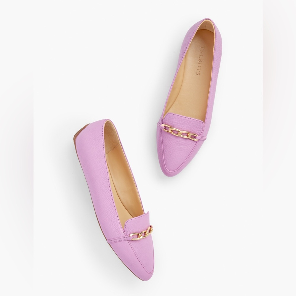 TALBOTS Francesca Chainlink Driving Moccasin Lilac Leather